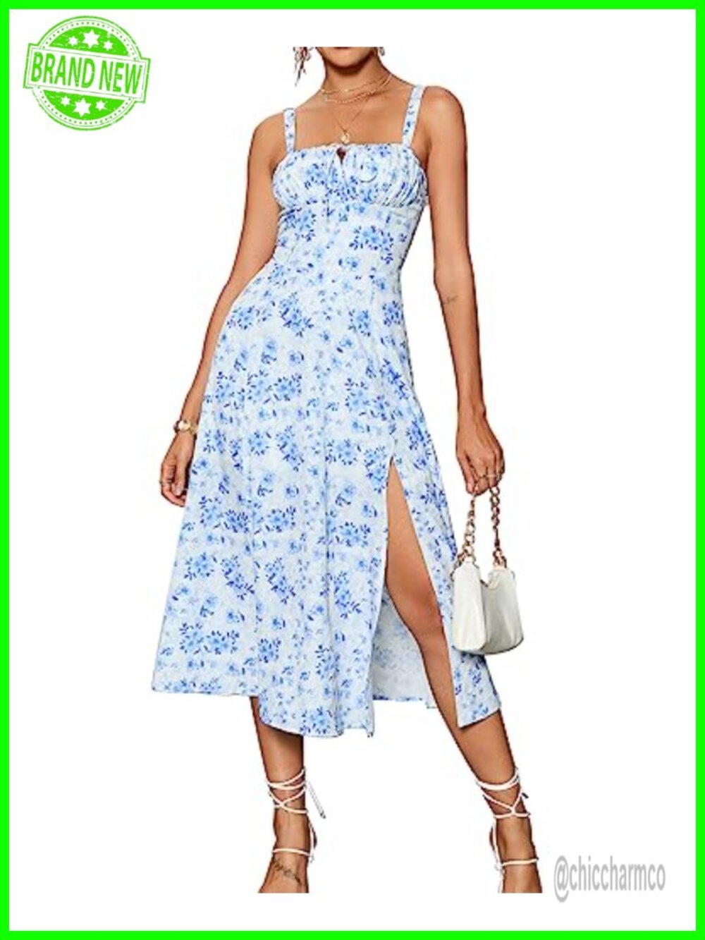 Corset Midi Dress Square Neck Sleeveless Open Back Lace Up Sundress